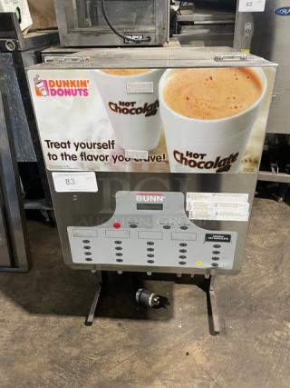Bunn Dunkin Donuts Style Commercial Stainless Steel Electric Powered Countertop 5-Flavor Hot Chocolate/Cappuccino Hot Beverage Machine! With Hot Water Dispenser! With Digital Controls! Model: IMIX-5 SN: IMIX845617! 120/208-240V 1 Phase! On Legs!