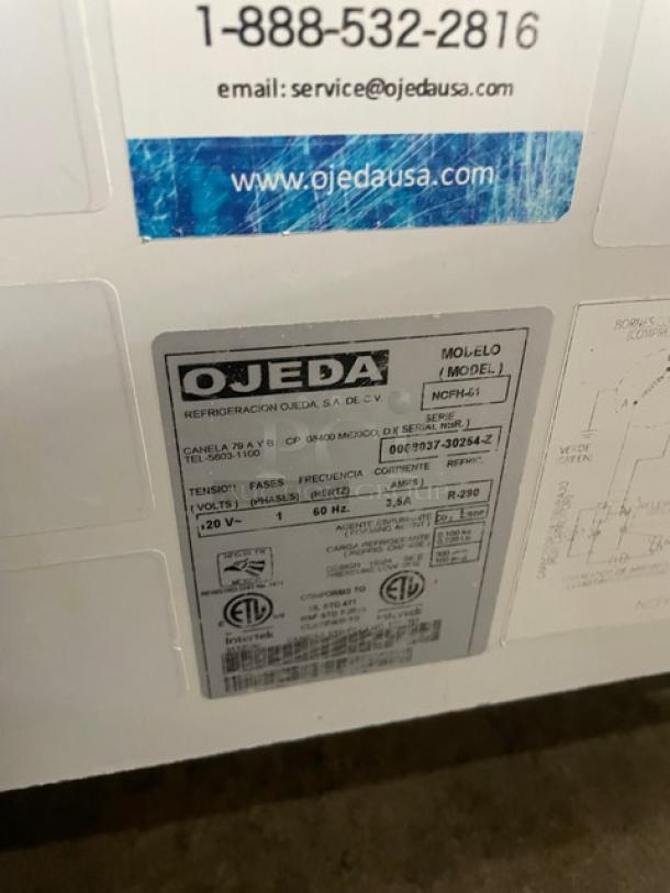 Ojeda Commercial White Horizontal Chest Freezer! Model: NCFH-51 SN: 0008037-30254-Z! 120V 1 Phase! - Image 6 of 7
