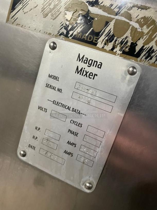 Magna Commercial Stainless Steel Electric Powered 10 Gal./50 LB. High Speed Single Arm/Roller Bar Dough Mixer! Model: 50H-4C1 SN: 40952! 230V 3 Phase! On Legs! With Filtrine Manufacturing Commercial Electric Powered Fan-Cooled Recirculating Closed Loop Chiller! Model: PCP-75-7A SN: 7303-68/04! 115V 1 Phase! All One Money! - Image 6 of 11