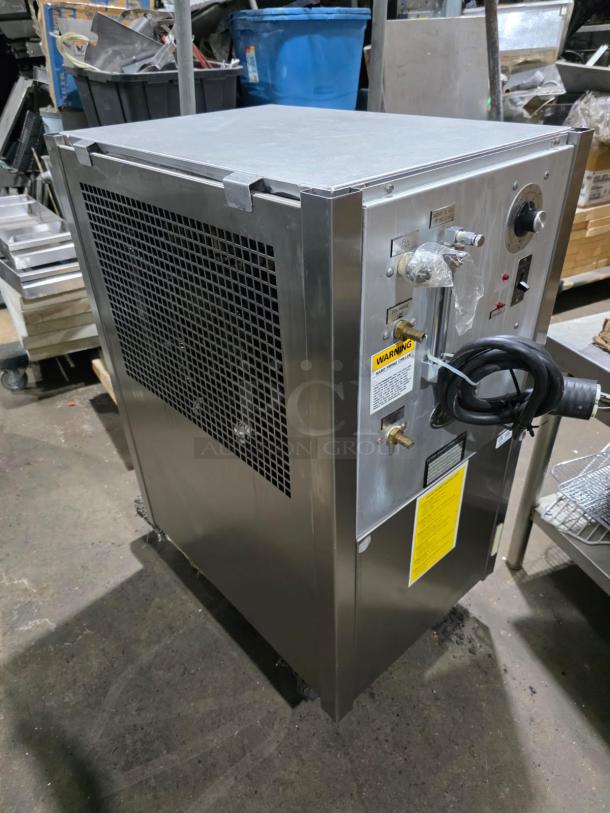 Magna Commercial Stainless Steel Electric Powered 10 Gal./50 LB. High Speed Single Arm/Roller Bar Dough Mixer! Model: 50H-4C1 SN: 40952! 230V 3 Phase! On Legs! With Filtrine Manufacturing Commercial Electric Powered Fan-Cooled Recirculating Closed Loop Chiller! Model: PCP-75-7A SN: 7303-68/04! 115V 1 Phase! All One Money! - Image 10 of 11