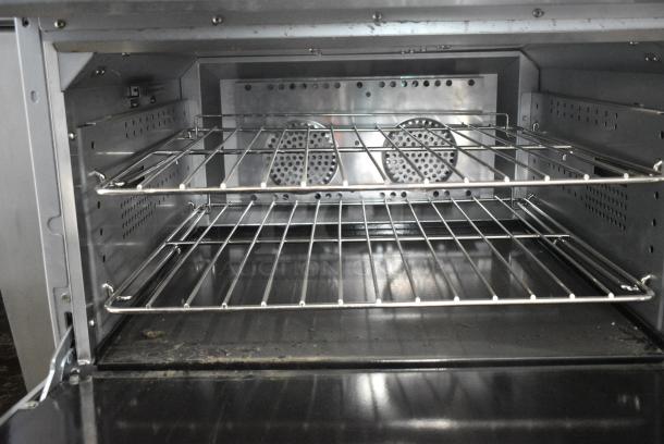 BRAND NEW SCRATCH AND DENT! Stainless Steel Commercial Electric Powered 10 Burner French Top Range w/ 2 Convection Ovens, Over Shelf and Back Splash. 3 Phase. - Image 5 of 17