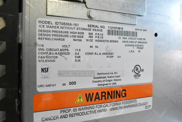 BRAND NEW SCRATCH AND DENT! 2024 Manitowoc IDT0500A-161 Metal Commercial Ice Head on Manitowoc D570 Commercial Ice Bin. 115 Volts, 1 Phase. - Image 8 of 8