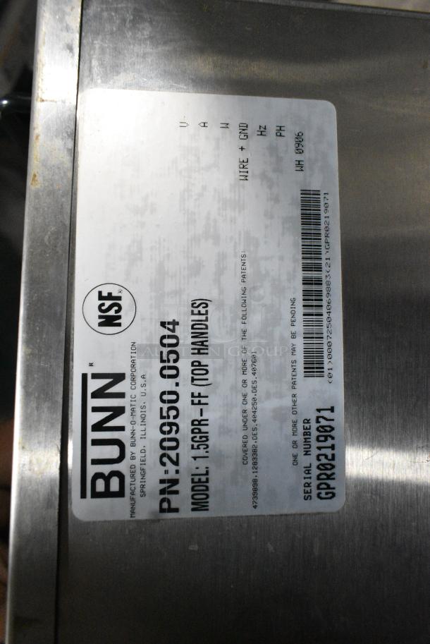 Bunn DUAL Stainless Steel Commercial Countertop Double Coffee Machine w/ Hot Water Dispenser, 2 Metal Brew Baskets and 2 Server Satellites. 120/240 Volts, 1 Phase. - Image 6 of 9