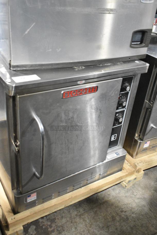 LIKE NEW! 2023 Blodgett DFG-50 Stainless Steel Commercial Natural Gas Powered Half Size Convection Oven w/ Solid Door, Metal Oven Racks and Thermostatic Controls. - Image 1 of 8