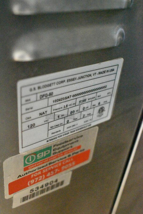 LIKE NEW! 2023 Blodgett DFG-50 Stainless Steel Commercial Natural Gas Powered Half Size Convection Oven w/ Solid Door, Metal Oven Racks and Thermostatic Controls. - Image 8 of 8