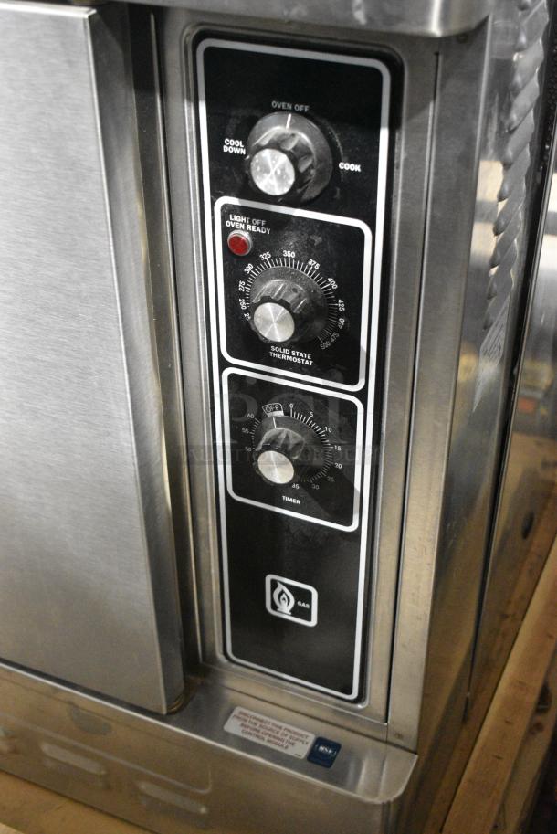 LIKE NEW! 2023 Blodgett DFG-50 Stainless Steel Commercial Natural Gas Powered Half Size Convection Oven w/ Solid Door, Metal Oven Racks and Thermostatic Controls. - Image 4 of 8