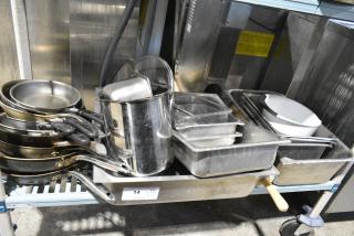 ALL ONE MONEY! Tier Lot of Various Metal Items Including Skillets, Drop In Bins and Cylindrical Bin.