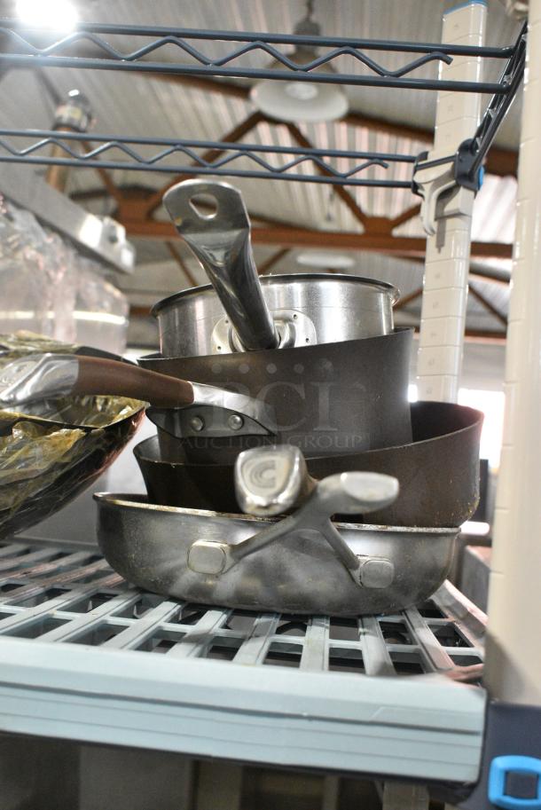 ALL ONE MONEY! Tier Lot of Various Metal Items Including Sauce Pans and Skillets - Image 3 of 5