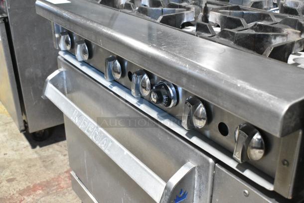 Imperial Stainless Steel Commercial Propane Gas Powered 6 Burner Range w/ Oven and Back Splash. - Image 4 of 7