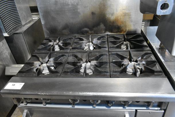 Imperial Stainless Steel Commercial Propane Gas Powered 6 Burner Range w/ Oven and Back Splash. - Image 5 of 7