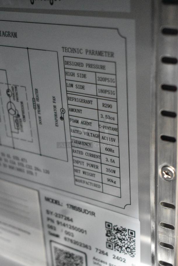 BRAND NEW SCRATCH AND DENT! 2024 Avantco 178SSUD1R Stainless Steel Commercial Single Door Undercounter Cooler on Commercial Casters. 115 Volts, 1 Phase. Tested and Working! - Image 7 of 7