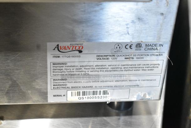 Avantco 177QS1800SS Stainless Steel Commercial Countertop Electric Powered Quickshot Steamer. 120 Volts, 1 Phase. Tested and Working! - Image 8 of 8