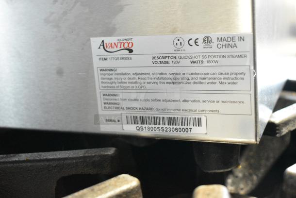 Avantco 177QS1800SS Stainless Steel Commercial Countertop Electric Powered Quickshot Steamer. 120 Volts, 1 Phase. Tested and Working! - Image 8 of 8
