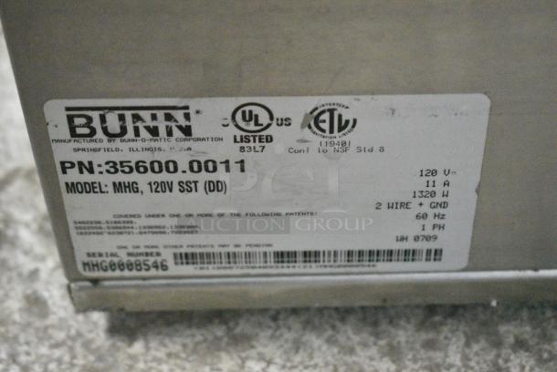 Bunn MHG Stainless Steel Commercial Countertop 2 Hopper Coffee Bean Grinder. 120 Volts, 1 Phase. Tested and Working! - Image 7 of 7
