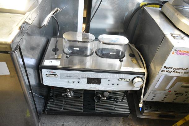 Schaerer Barista Metal Commercial Countertop 2 Group Automatic Espresso Machine w/ 2 Portafilters and 2 Hoppers. 208-240 Volts, 1 Phase. - Image 1 of 7