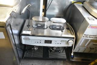 Schaerer Barista Metal Commercial Countertop 2 Group Automatic Espresso Machine w/ 2 Portafilters and 2 Hoppers. 208-240 Volts, 1 Phase.