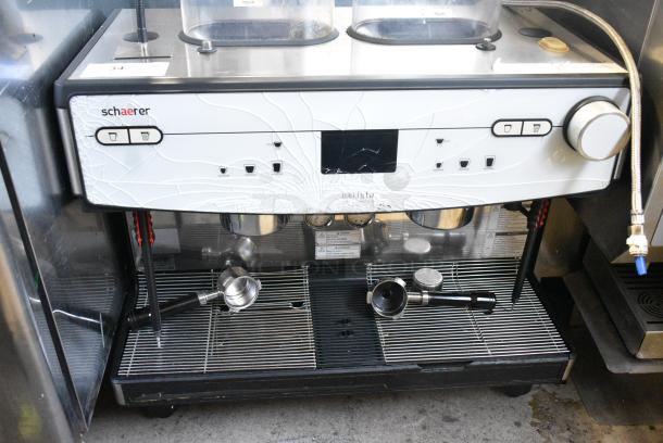 Schaerer Barista Metal Commercial Countertop 2 Group Automatic Espresso Machine w/ 2 Portafilters and 2 Hoppers. 208-240 Volts, 1 Phase. - Image 4 of 7