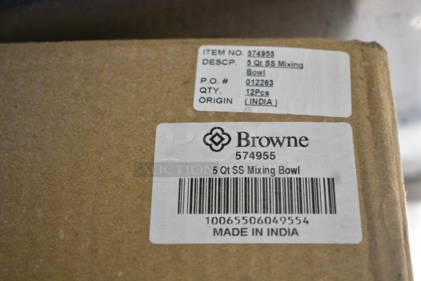 3 Boxes of 12 BRAND NEW! Browne 574955 Stainless Steel 5 Quart Bowls. 3 Times Your Bid! - Image 3 of 3
