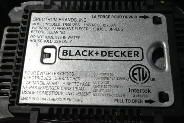 Black & Decker Metal Countertop 2 Slot Toaster. 115 Volts, 1 Phase. - Image 7 of 7