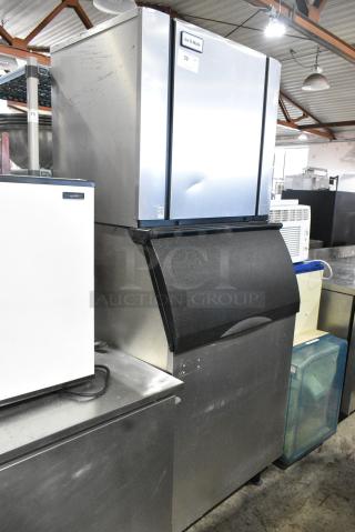 Ice-O-Matic CIM1136HW5 Stainless Steel Commercial Ice Head on Ice-O-Matic B55PSC Commercial Ice Bin. 208-230 Volts, 1 Phase.