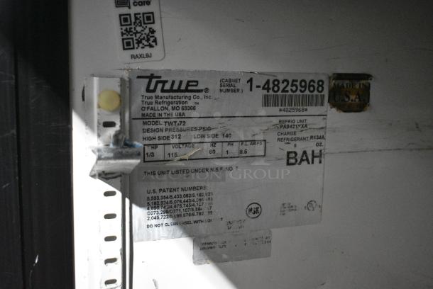 True TWT-72 Stainless Steel Commercial 3 Door Work Top Cooler on Commercial Casters. 115 Volts, 1 Phase. Tested and Powers On But Does Not Get Cold - Image 8 of 8
