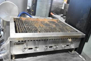 Vulcan VCRB36-1 Stainless Steel Commercial Countertop Natural Gas Powered Charbroiler Grill.