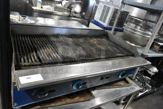 Blue Flame Stainless Stainless Steel Commercial Countertop Natural Gas Powered Charbroiler Grill.