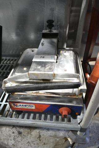 Ampto SASL Metal Commercial Countertop Panini Press. 120 Volts, 1 Phase. Tested and Does Not Power On