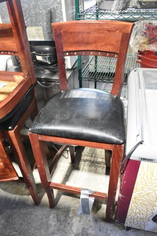 4 Wooden Bar Height Chair w/ Black Seat Cushion. 4 Times Your Bid!