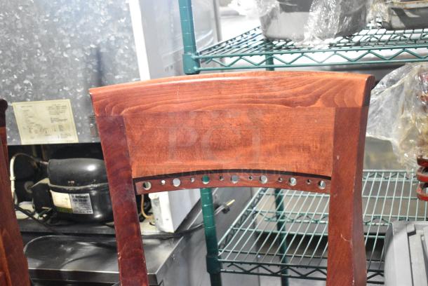 4 Wooden Bar Height Chair w/ Black Seat Cushion. 4 Times Your Bid! - Image 3 of 4