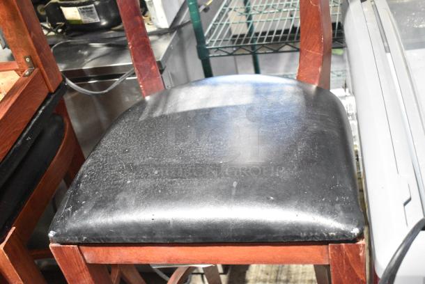 4 Wooden Bar Height Chair w/ Black Seat Cushion. 4 Times Your Bid! - Image 4 of 4