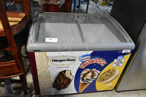 Hiron SD-300 Metal Commercial Ice Cream Freezer Merchandiser on Commercial Casters. 115 Volts, 1 Phase. Tested and Working! - Image 1 of 7