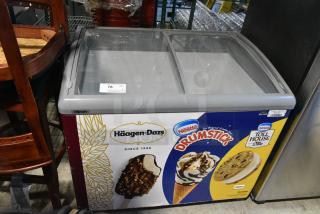 Hiron SD-300 Metal Commercial Ice Cream Freezer Merchandiser on Commercial Casters. 115 Volts, 1 Phase. Tested and Working!