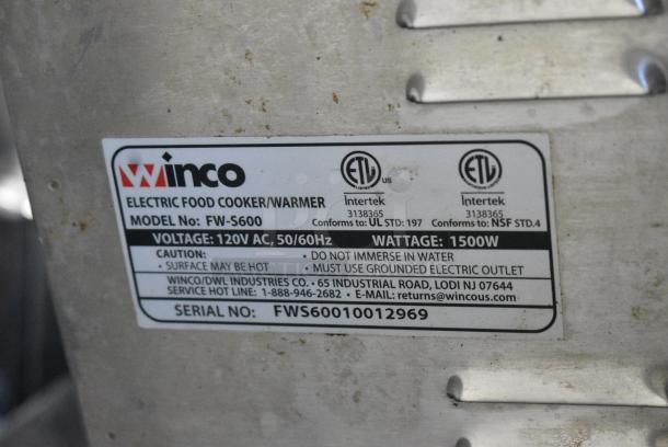 Winco FW-S600 Stainless Steel Commercial Countertop Food Warmer. 120 Volts, 1 Phase. Tested and Working! - Image 6 of 6