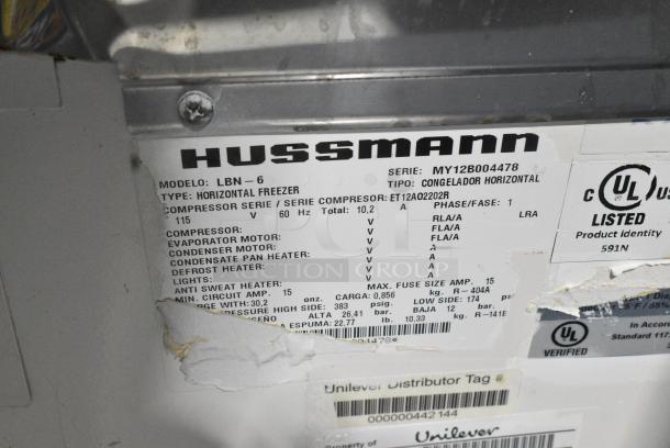 Hussmann LBN-6 Metal Commercial Ice Cream Freezer Merchandiser. 115 Volts, 1 Phase. Cannot Test - Trips Breaker - Image 6 of 6