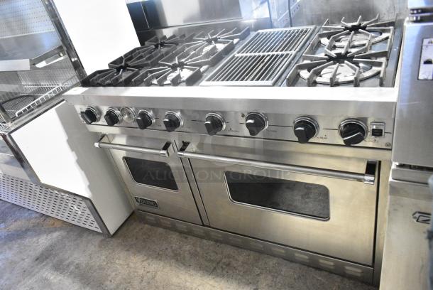 Viking Stainless Steel Commercial Gas Powered 6 Burner Range w/ Charbroiler, Convection Oven and Standard Oven. - Image 2 of 7