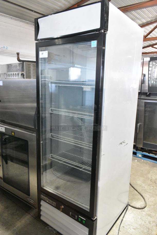 Maxx Cold MXM1-23R Metal Commercial Single Door Reach In Cooler Merchandiser w/ Poly Coated Racks. 115 Volts, 1 Phase. Tested and Powers On But Does Not Get Cold - Image 1 of 5