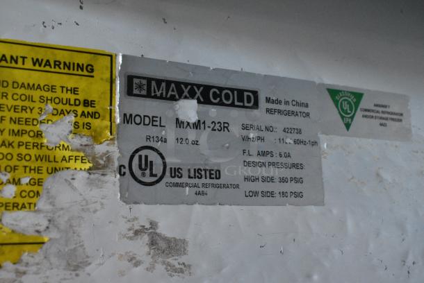 Maxx Cold MXM1-23R Metal Commercial Single Door Reach In Cooler Merchandiser w/ Poly Coated Racks. 115 Volts, 1 Phase. Tested and Powers On But Does Not Get Cold - Image 5 of 5