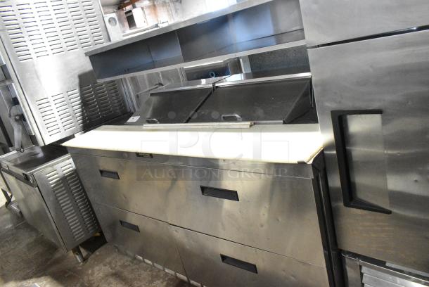 Delfield Stainless Steel Commercial Sandwich Salad Prep Table Bain Marie Mega Top w/ 4 Drawers and Over Shelf. Tested and Working! - Image 2 of 13