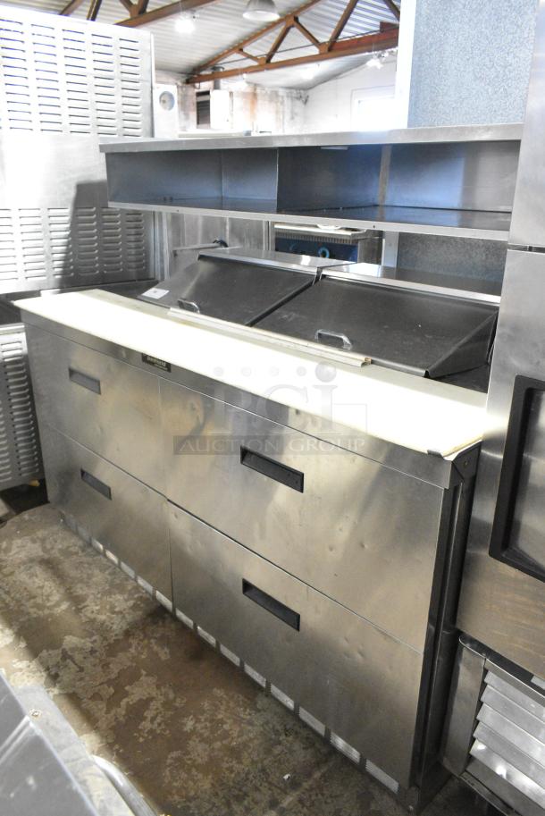 Delfield Stainless Steel Commercial Sandwich Salad Prep Table Bain Marie Mega Top w/ 4 Drawers and Over Shelf. Tested and Working! - Image 3 of 13