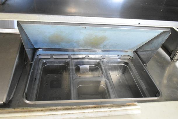 Delfield Stainless Steel Commercial Sandwich Salad Prep Table Bain Marie Mega Top w/ 4 Drawers and Over Shelf. Tested and Working! - Image 8 of 13