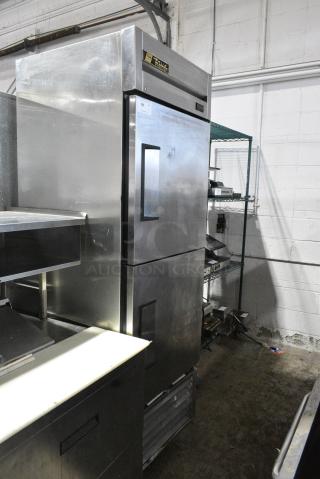 True T-23F-2-MC Stainless Steel Commercial 2 Half Size Door Reach In Freezer on Commercial Casters. 115 Volts, 1 Phase. Tested and Powers On But Does Not Get Cold
