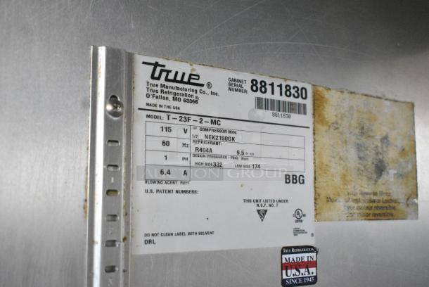 True T-23F-2-MC Stainless Steel Commercial 2 Half Size Door Reach In Freezer on Commercial Casters. 115 Volts, 1 Phase. Tested and Powers On But Does Not Get Cold - Image 10 of 10