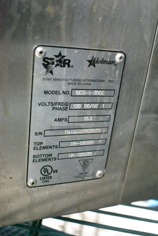 Star Holman QCS-1-350C Stainless Steel Commercial Countertop Electric Powered Conveyor Toaster Oven. 120 Volts, 1 Phase. Tested and Working! - Image 9 of 9