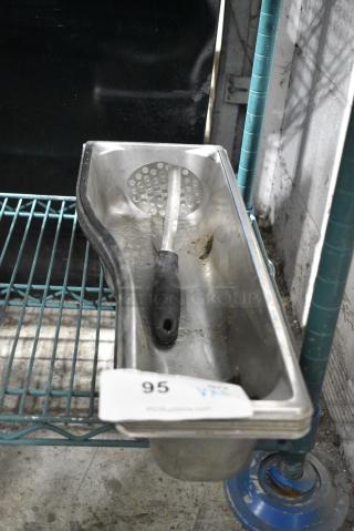 6 Items Including Masher and 5 Stainless Steel Drop In Bins. 6 Times Your Bid!