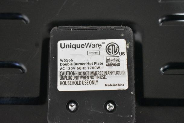 UniqueWare Metal Countertop Electric Powered 2 Burner Range.  120 Volts, 1 Phase. - Image 6 of 6
