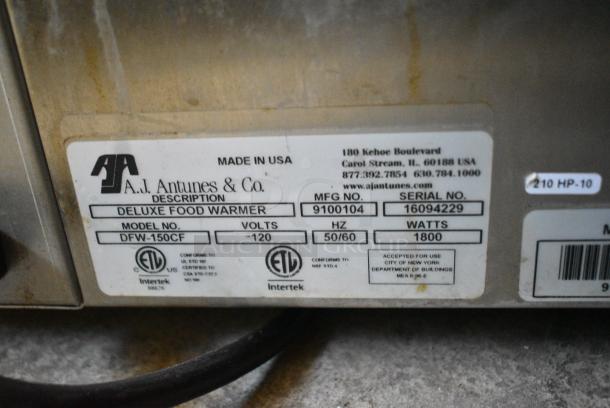 Roundup AJ Antunes DFW-150CF Stainless Steel Commercial Countertop Steamer. 120 Volts, 1 Phase. Tested and Working! - Image 7 of 7