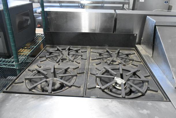 GH45S Metal Commercial Natural Gas Powered 4 Burner Range w/ Under Shelf on Commercial Casters. 120,000 BTU. - Image 3 of 7