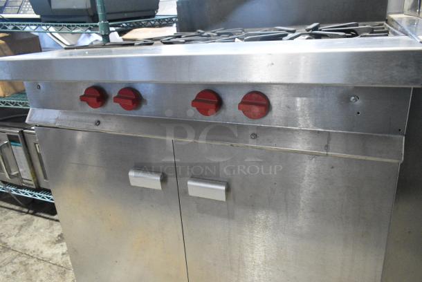 GH45S Metal Commercial Natural Gas Powered 4 Burner Range w/ Under Shelf on Commercial Casters. 120,000 BTU. - Image 4 of 7