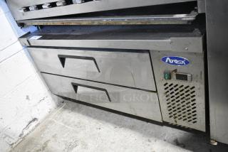 Atosa Stainless Steel Commercial 2 Drawer Chef Base on Commercial Casters. 115 Volts, 1 Phase. Tested and Working!